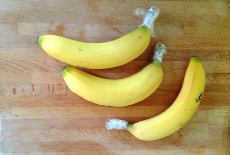 Wrap the banana stems separately with plastic