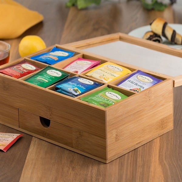 Bambusi Bamboo Tea Box Organizer