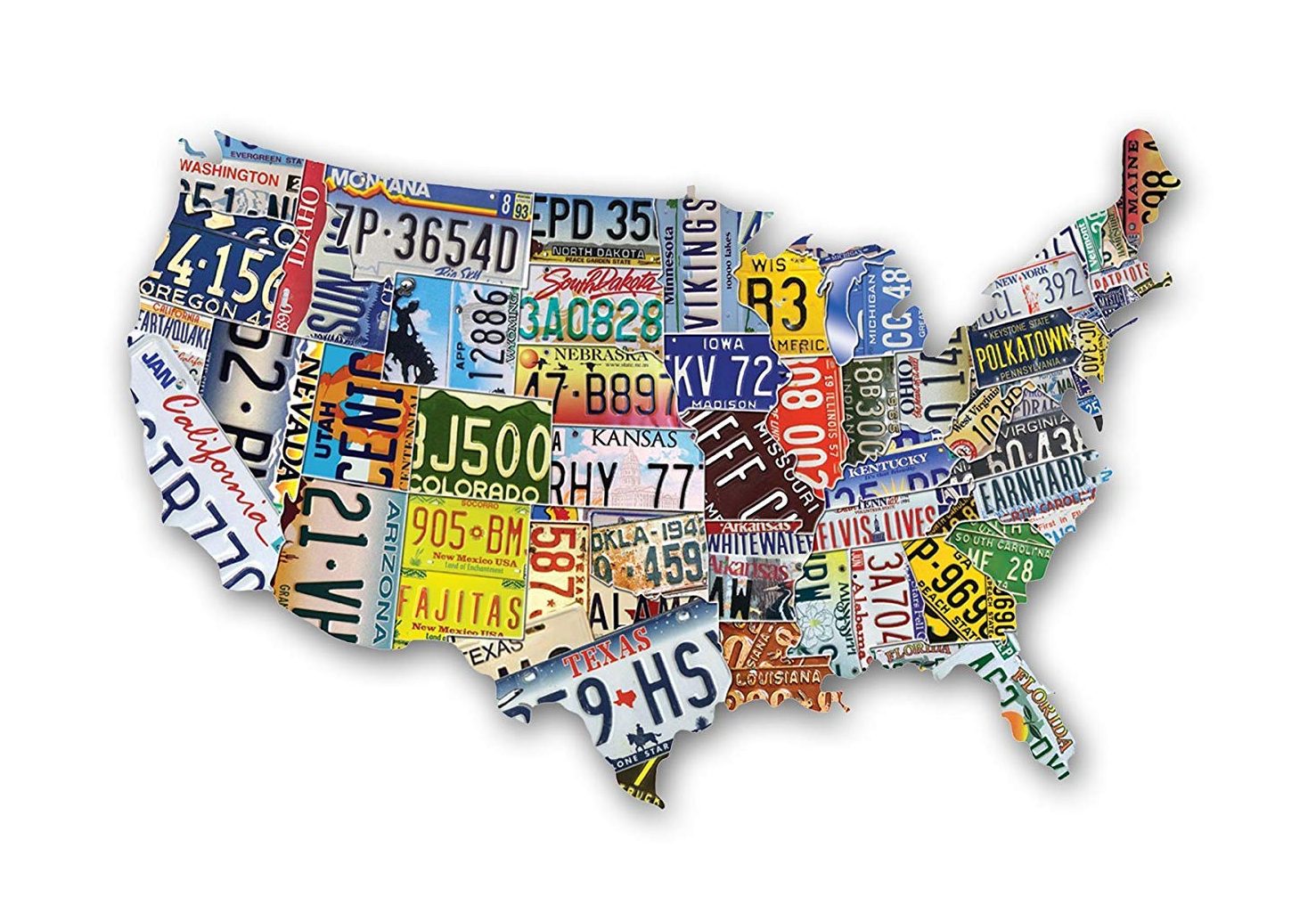 USA License Plate Map 1000 Piece Jigsaw Puzzle