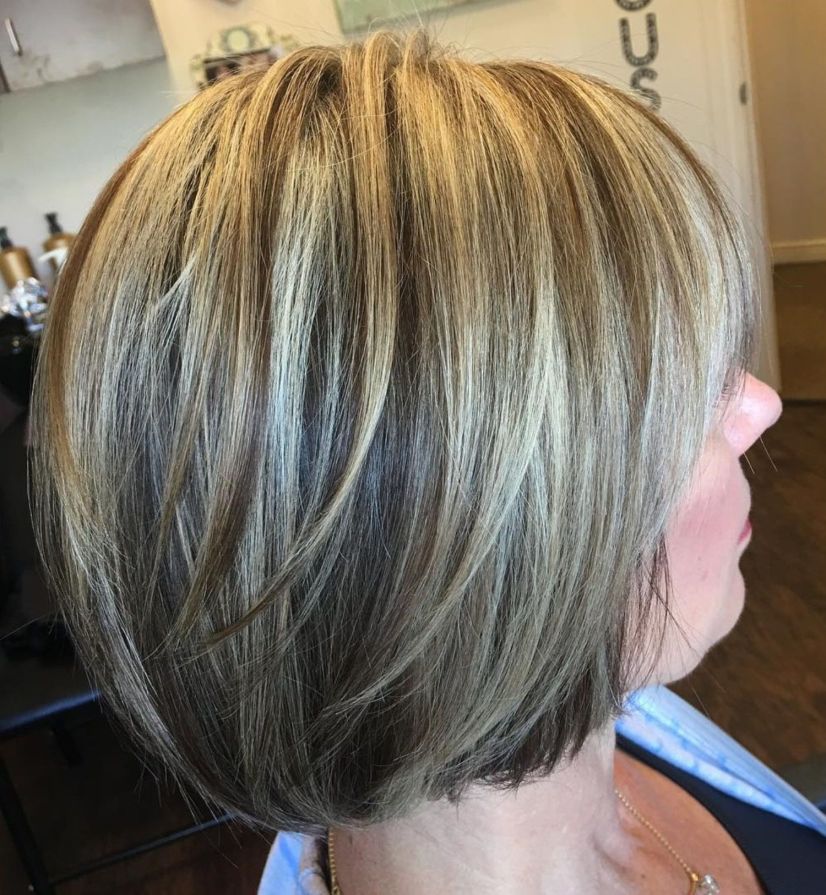 One Length Balayage Bob With Bangs