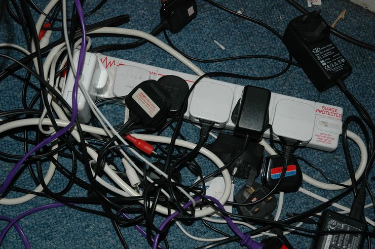 Unsightly Tangled Cords Mess