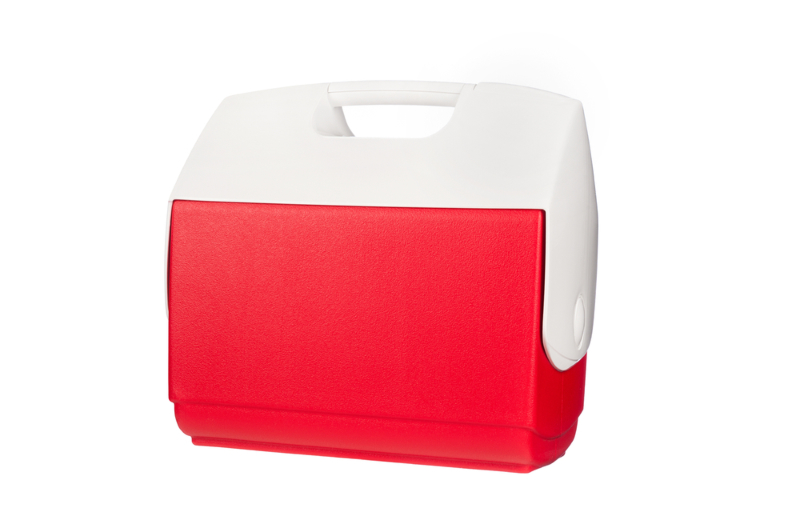 A,Red,Ice,Chest,Cooler,Isolated,On,A,White,Background